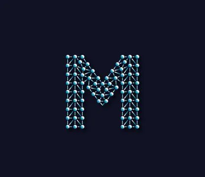 M Alphabet Creative Technology Connections Data Store Logo Design Concept Illustrazione stock