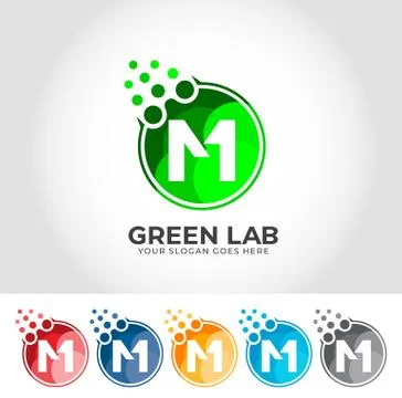 M Alphabet Lab Creative Logo Design Concept Stock Illustration