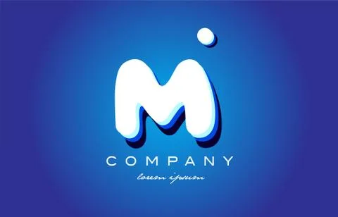 M blue white 3d letter alphabet icon design Stock Illustration