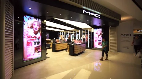 M-A-C Cosmetics store in Hong Kong mall. Stock Footage 65317661