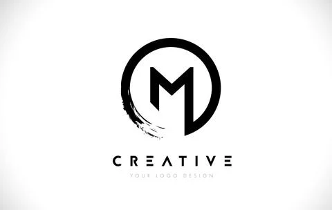 M Circular Letter Logo with Circle Brush Design and White Background. Stock Illustration