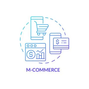 M Commerce blue gradient concept icon Stock Illustration