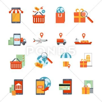 M-commerce Icons Set Stock Illustration