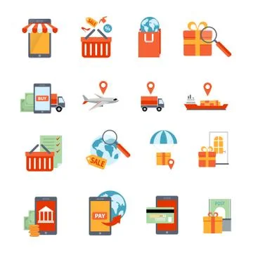 M-commerce Icons Set Stockillustratie