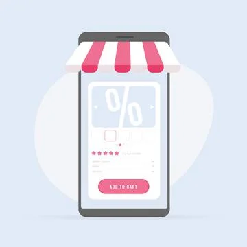 M-commerce - mobile commerce concept. Buying and selling of goods and services Stock Illustration