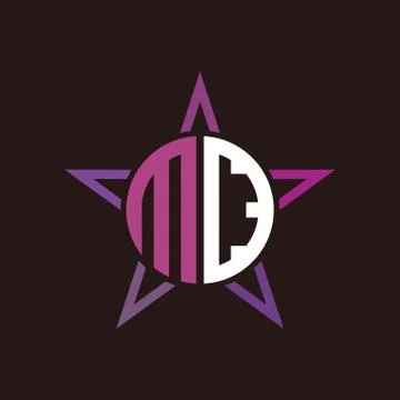 M D initials circle with stars and black background Stock Illustration