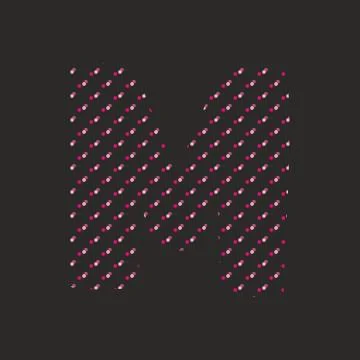 M dotted vector alphabet letter isolated on black background Stock Illustration