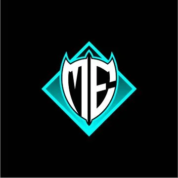 M E letter shield with square protection logo as a sweetener Stock Illustration