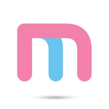 M font vector with blue and pink color on White background, Futuristic font,  Stock Illustration