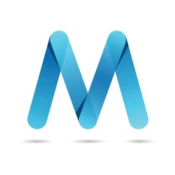 M font vector with blue color on White background, Futuristic font, Cosmic, V Stock Illustration