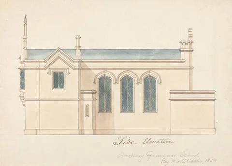 M. A. Gliddon, active 1840, British, Hackney Grammar School, 1834. Waterco... Stock Photos