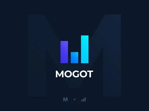 M growth graph logo design Stock Illustration