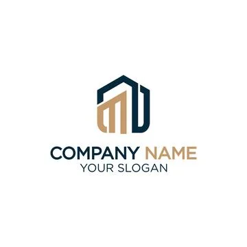 M home logo design, real estate logo vector イラスト素材
