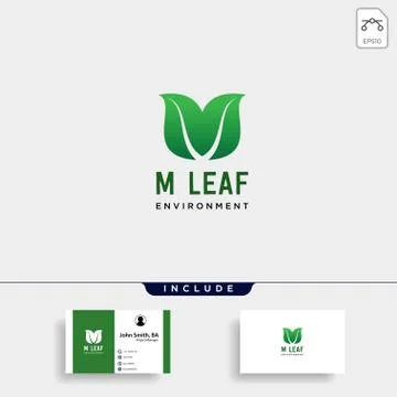 M initial leaf eco nature environment simple logo template vector illustratio Stock Illustration