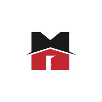 M initial letter realty logo design Illustrazione stock