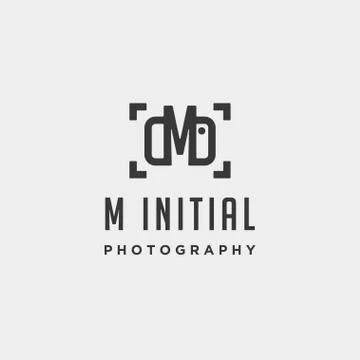 M initial photography logo template vector design Stock Illustration