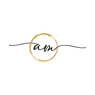 A M Initial Script Letter Beauty Logo Template Stock Illustration