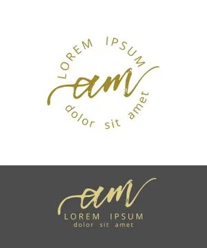 A M. Initials Monogram Logo Design. Dry Brush Calligraphy Artwork Stock Illustration