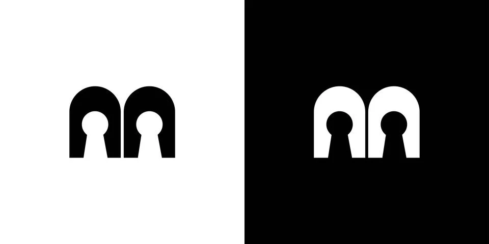 M key logo design is simple and unique. Stock Illustration