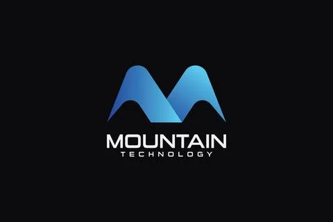 M latter mountain tech logo Stock Illustration
