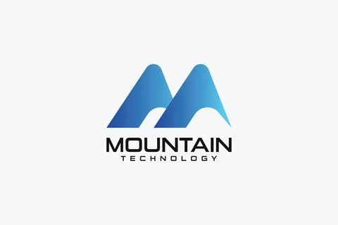 M latter mountain tech logo Stock Illustration