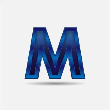 M letter with glitter rendering effect, blue color design, vector illustration 스톡 일러스트