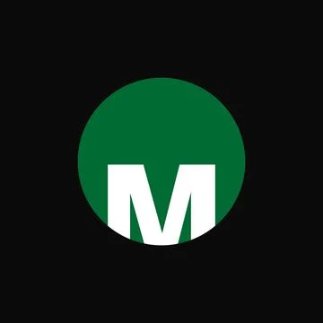 M letter iconic logo vector illustration. M flat logo in circle shape Stock Illustration