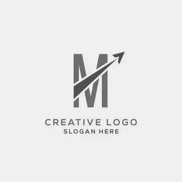 M letter initial incorporated with Arrow logo design vector illustration. Usa 스톡 일러스트