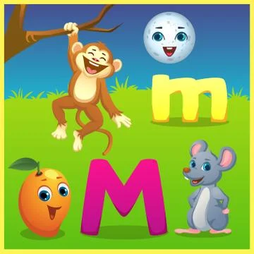 M letter for kids learning Stock Illustration