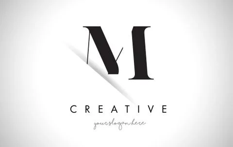 M Letter Logo Design with Creative Paper Cut Stock Illustration