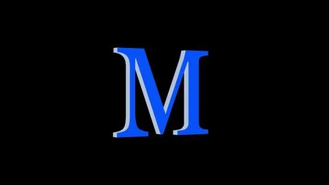 M letter logo loopable rotated blue color black background Illustrazione stock