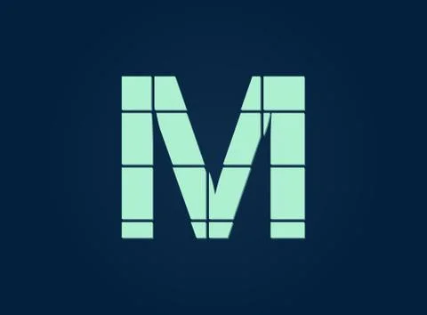 M letter logo, vector desing font.  Made of knife cut. For logo, brand label, Stock Illustration
