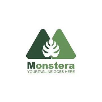 M letter monstera leaf icon vector illustration design template Stock Illustration
