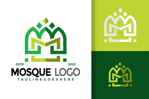 M Letter Mosque Logo Design, brand identity logos vector, modern logo, Logo D Stock Illustration