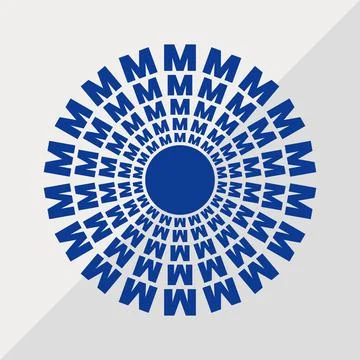M letter patterns conceptual mandala vector illustration. M text textures Stock Illustration