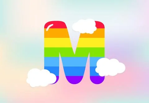 M Letter Rainbow patterns design, abstract rainbow letter for kids, love, f.. Stock Illustration