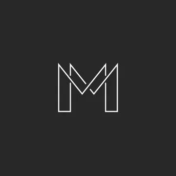 M letter thin line monogram logo, modern design for business card Stock Illustration
