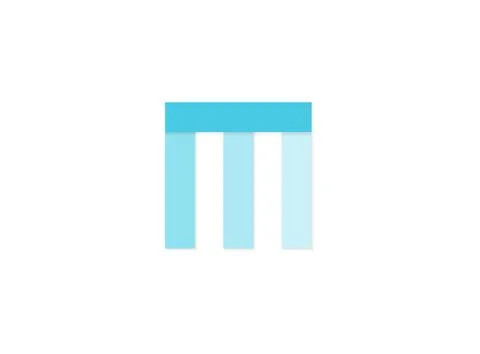 M letter, vector logo, paper cut desing font made of blue color tones .Isolat Stock Illustration