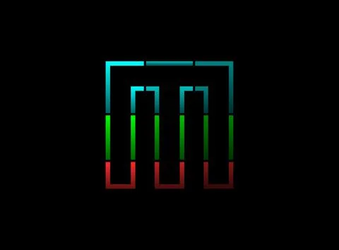 M letter vector outline stroke desing, font logo. Red, green, blue color on b Stock Illustration