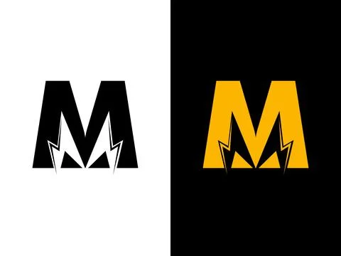 M logo energy vector for identity company. initial letter volt logo template Stock Illustration