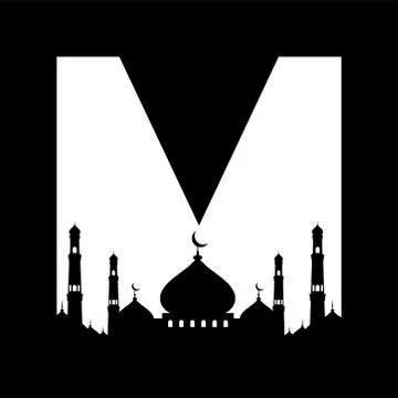 M logo, Islamic logo design with letter and Mosque icon, M Islamic logo, the M l Stock Illustration