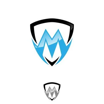 M logo with shield and modern concept vector illustration Stock Illustration