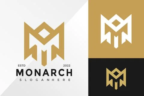 M Monarch Crown Logo Design Vector illustration template イラスト素材