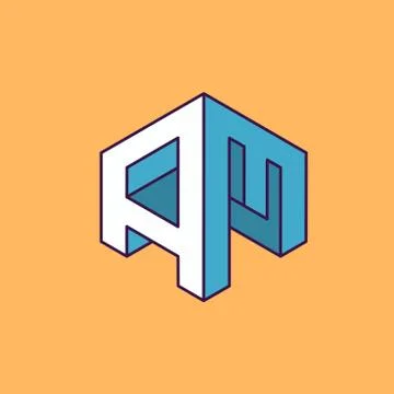 A M  monogram lettering with perspective geometric concept Stock Illustration