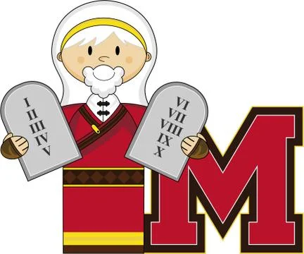 M is for Moses Biblical Alphabet Learning Illustration Stockillustratie