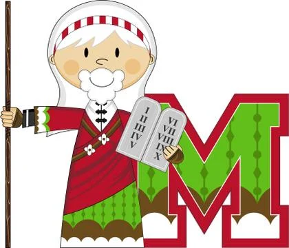 M is for Moses Biblical Alphabet Learning Illustration Stock Illustration