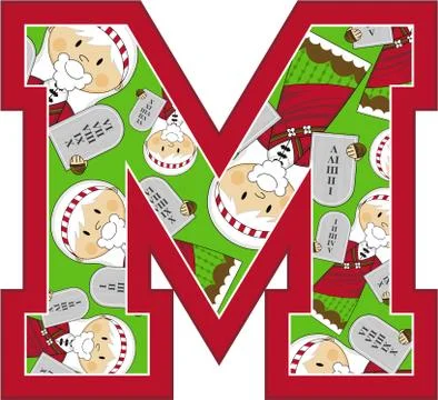 M is for Moses Biblical Alphabet Learning Illustration Stock-Illustration