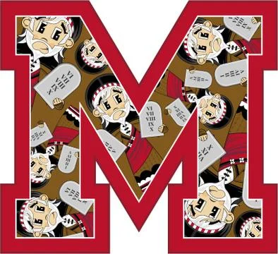 M is for Moses Biblical Alphabet Learning Illustration Stock-Illustration