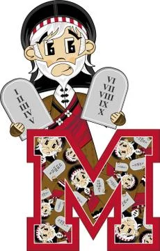 M is for Moses Biblical Alphabet Learning Illustration Stock-Illustration