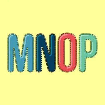 M N O P - Candy Colorful Editable Vector Alphabet Stock Illustration